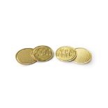 A pair of 9ct gold oval cufflinks,