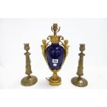 A French porcelain and ormolu mounted two handled vase, 19th century,