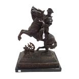 An equestrian bronze of Napoleon on horseback, late 20th century, on a polished marble plinth,