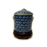 A Chinese blue and white cylindrical jar and cover, 19th century,