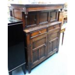 A Charles II oak press/court cupboard on stile feet, 125cm wide x 159cm high.