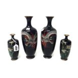 A small pair of Japanese cloisonné vases, Meiji period,