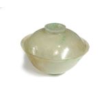 A Chinese jadeite bowl and cover, 19th/20th century,