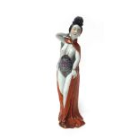 An unusual Chinese porcelain figure of a young woman, 20th century,