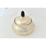 A Georg Jensen silver bowl and cover, of circular bombe form, the cover with a wooden finial,
