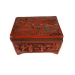 A small Chinese cinnabar lacquer rectangular box and cover, probably 19th century,