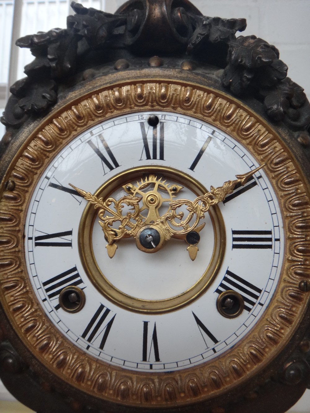 A Continental bronzed metal mounted clock, late 19th century/early 20th century, - Image 2 of 7