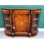 A Victorian gilt metal mounted marquetry inlaid figured walnut credenza,