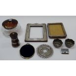 A silver and tortoiseshell lidded dressing table powder bowl, Birmingham 1925,