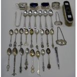 Silver and silver mounted wares, comprising; a mustard pot and a pair of salts,