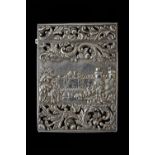 A Victorian silver 'castle top' card case of rectangular form,