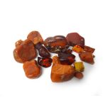 Eighteen various large and small pieces of rough amber,