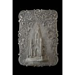 A Victorian silver 'castle top' card case of shaped rectangular form,