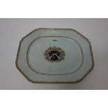 A Chinese famille-rose armorial octagonal dish, Qianlong,