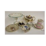 A pair of Flight, Barr & Barr Worcester coffee cans and saucers, an English porcelain teapot,