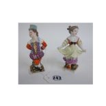 A pair of Dresden porcelain figures, dec