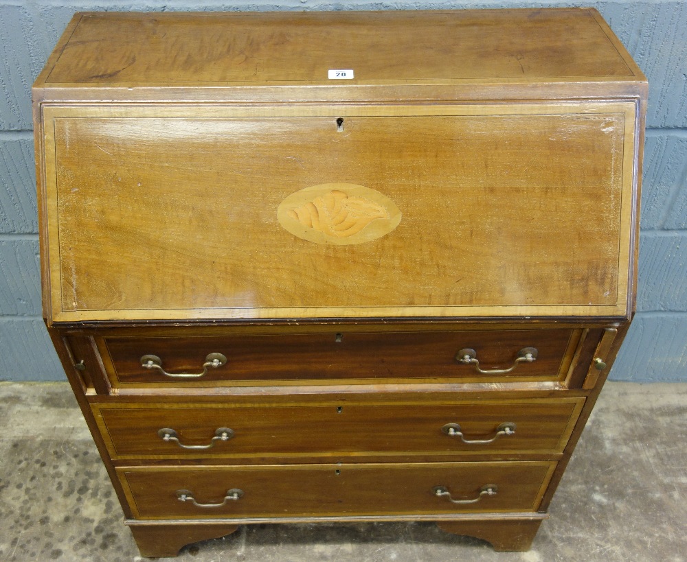 An Edwardian mahogany satinwood crossban