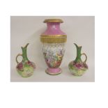 A pair of Limoges Art China ewers painte