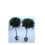 A pair of imitation bay trees, 122cm high.