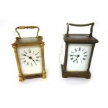 A French brass cased carriage timepiece,