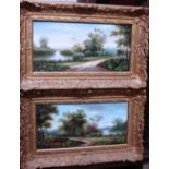 K. Adams (20th/21st century), Wooded river landscapes, a pair, oil on board, one signed, each 19.