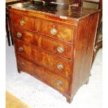 A 19th century mahogany and inlaid chest of two short and three long drawers, 97cm wide.