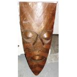 A large 20th century African style copper tribal mask.