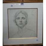 Hubert John Williams (1905-1989), Study of a girl, pencil, 26.5cm x 25.5cm.