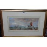 Edwin Hayes (1819-1904), Fishing smacks off thr coast, watercolour heightened with bodycolour,