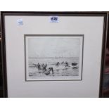 William Lionel Wyllie (1850-1931), Hauling in the nets, etching with drypoint, signed in pencil,