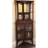An English Art Nouveau inlaid mahogany corner cabinet,