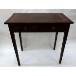 A George III mahogany ebony banded side table, the rectangular top with a satinwood crossbanding,