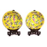 A pair of Chinese saucer dishes, 20th century,
