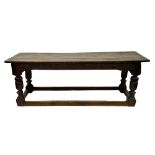 A Charles I oak refectory table, having