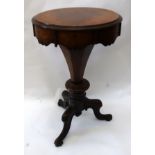 A Victorian walnut workpoy, the burr ven