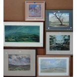 A group of six, including two watercolours and an oil cloud study by Charles Rodwell,