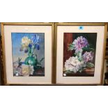 Circle of Jabez Bligh, Still life of Iris and Peony; Still life of rhododendron blooms, a pair,