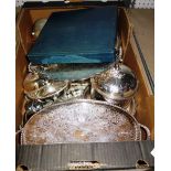A quantity of silver plate, including tureens, salvers and sundry (qty).
