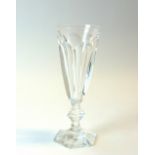 A part suite of Baccarat crystal stemware, of tapering hexagonal form with knopped stems,