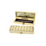A Georgian ivory and brass inlaid toothpick box,