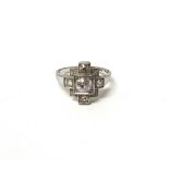 A white gold and platinum, diamond set ring,