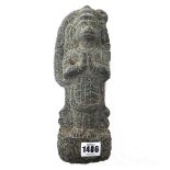 An Indian stone carving of Hanuman, the Hindu monkey god standing with hands in prayer, 27cm. high.