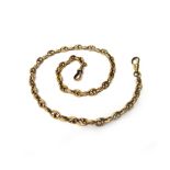 A gold anchor link watch Albert chain, fitted with two swivels, one detailed 9 CT,