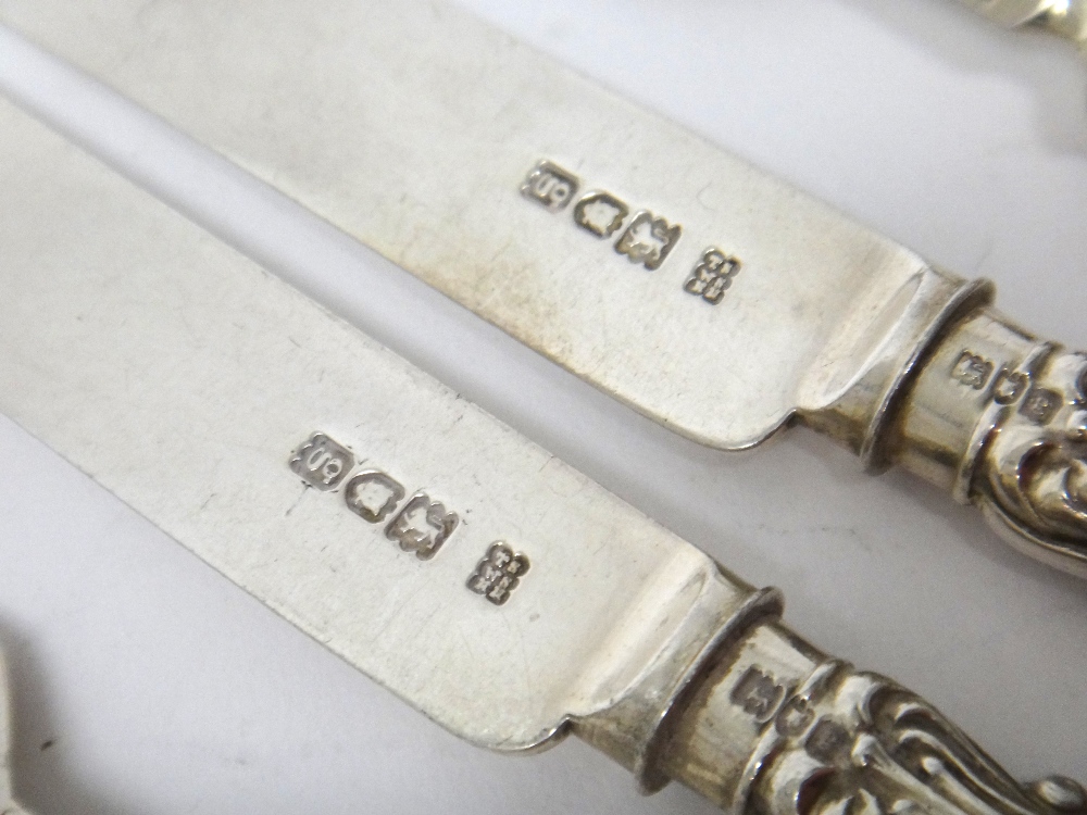 A silver part set of dessert or fruit knives and forks, - Image 2 of 2