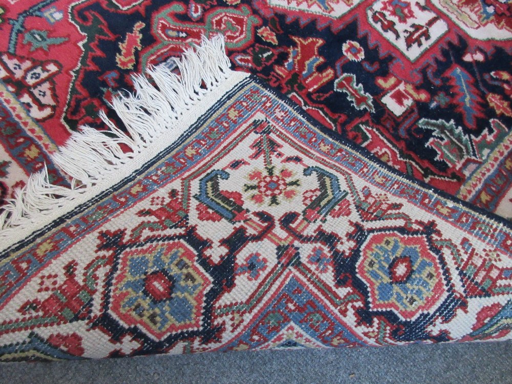 A Mahal rug, Persian, the black field with a bold ivory medallion, madder spandrels, - Image 2 of 3