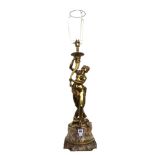 A modern gilt metal and marble figural table lamp,