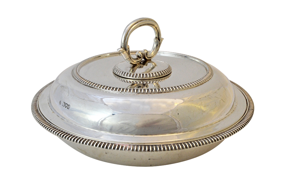 A late Victorian silver circular lidded entree dish,