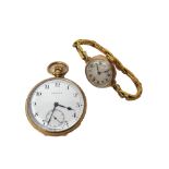 A gentleman's 9ct gold cased keyless wind open faced Vertex pocket watch,