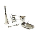 Silver and silver mounted wares, comprising; a cream jug of baluster form, with a scrolling handle,