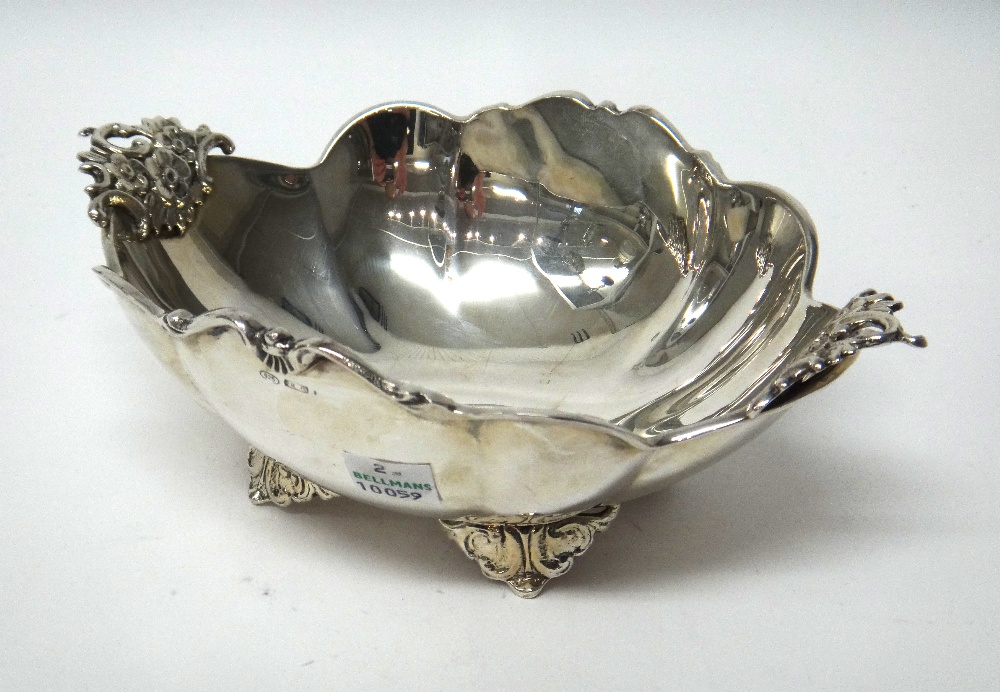 An Italian silver twin handled bowl, of shaped oval form, with floral decoration to the handles, - Image 2 of 2